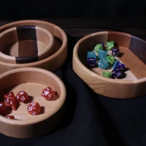 Circile dice trays made of beachwood and striped wood